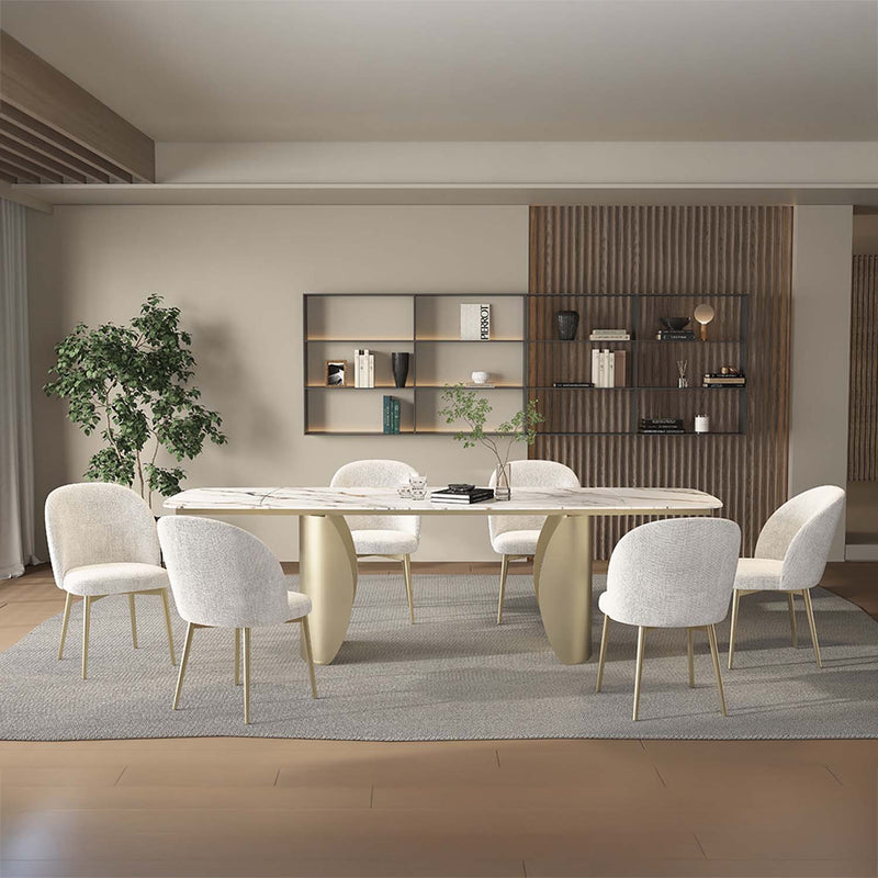 Cora Dining Table, Ceramic Top & Golden Champange Finish Acme