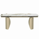 Cora Dining Table, Ceramic Top & Golden Champange Finish Acme