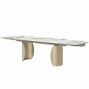 Cora Dining Table, Ceramic Top & Golden Champange Finish Acme