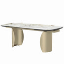 Cora Dining Table, Ceramic Top & Golden Champange Finish Acme