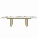 Cora Dining Table, Ceramic Top & Golden Champange Finish Acme
