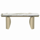 Cora Dining Table, Ceramic Top & Golden Champange Finish Acme