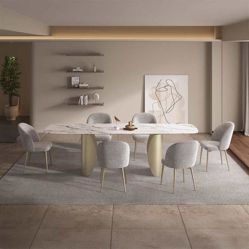 Cora Dining Table, Ceramic Top & Golden Champange Finish Acme