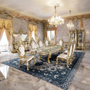 Desiderius Dining Table, Antique Gold & Hand-Painted Brown Finish Acme