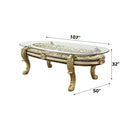 Desiderius Dining Table, Antique Gold & Hand-Painted Brown Finish Acme