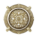 Desiderius Round Dining Table, Antique Gold & Hand-Painted Brown Finish Acme