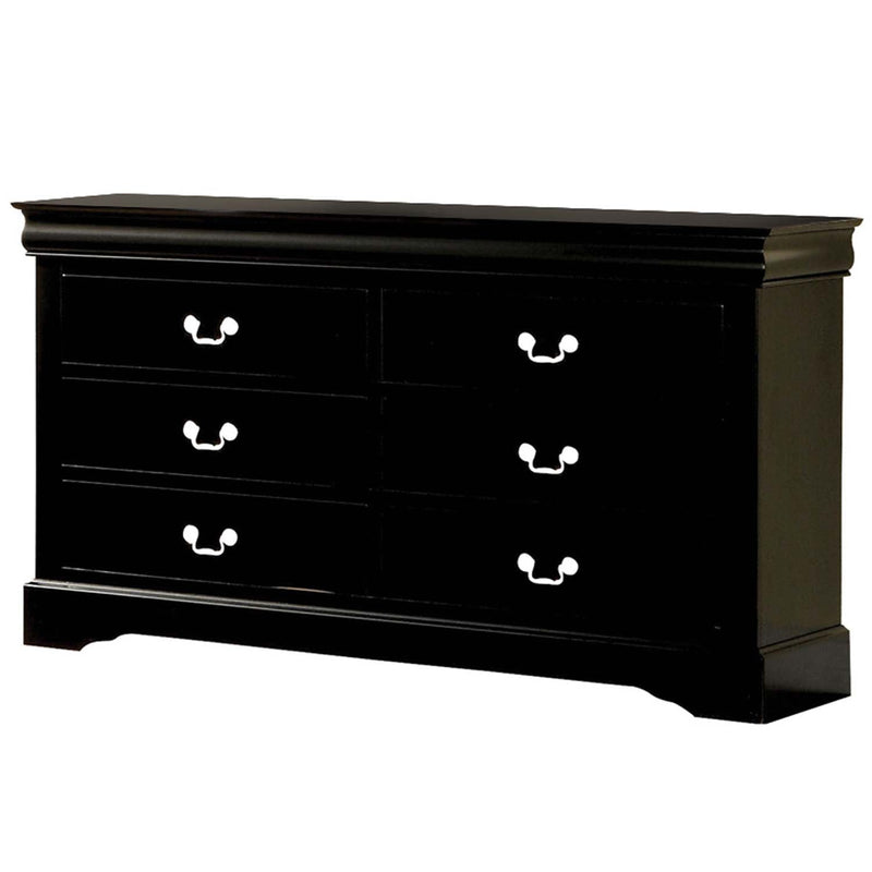 Louis Philippe III 6 Drawers Dresser, Black Finish Acme