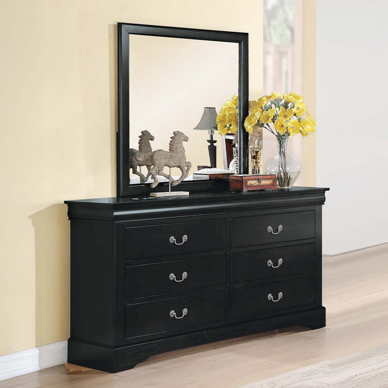 Louis Philippe III 6 Drawers Dresser, Black Finish Acme
