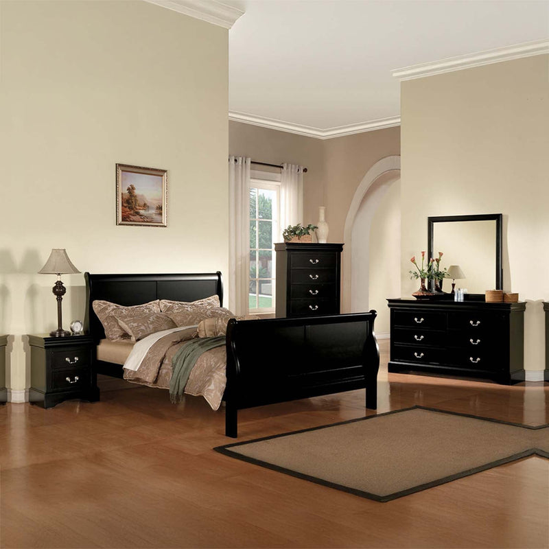 Louis Philippe III 6 Drawers Dresser, Black Finish Acme