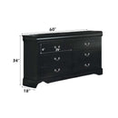 Louis Philippe III 6 Drawers Dresser, Black Finish Acme