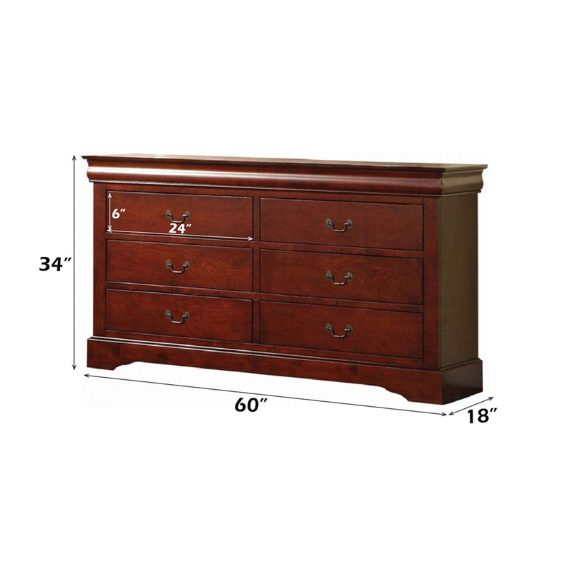 Louis Philippe III 6 Drawers Dresser, Cherry Finish Acme