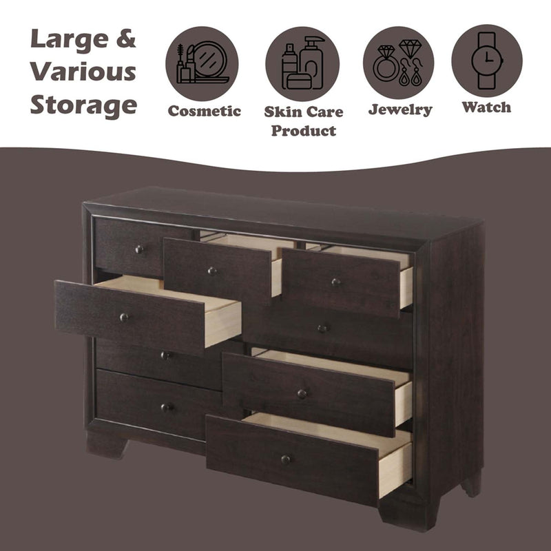 Madison 9 Drawers  Dresser, Espresso Finish Acme