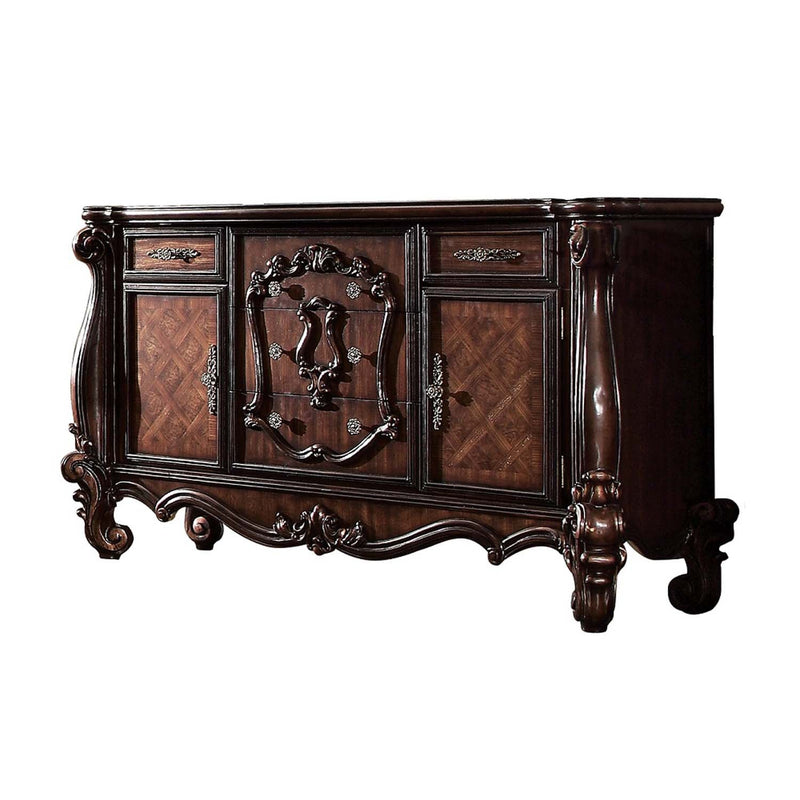 Versailles 5 Drawers & 2 Doors  Dresser, Cherry Oak Finish Acme