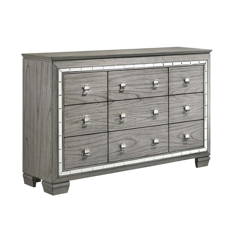 Antares 9 Drawers  Dresser, Light Gray Oak Finish Acme