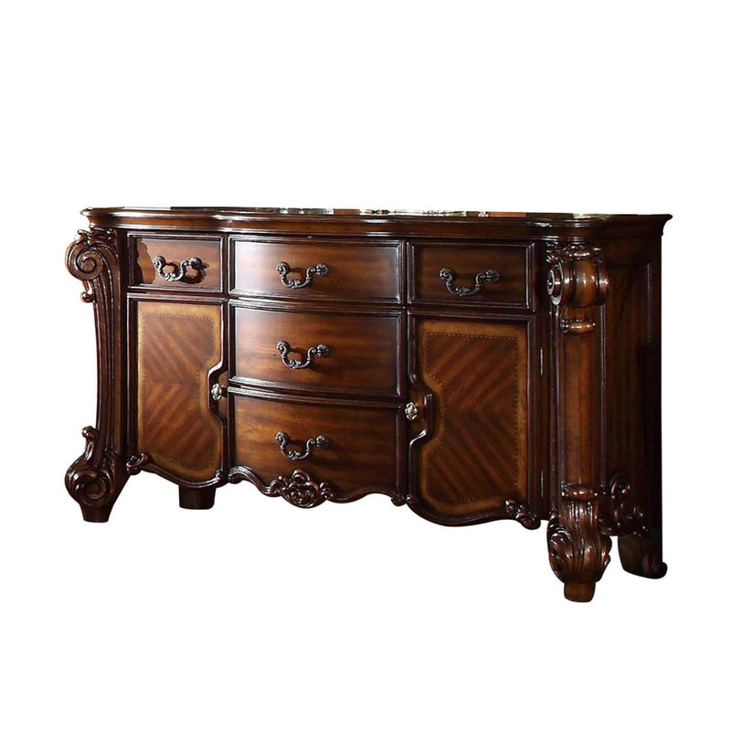 Vendome 5 Drawers & 2 Doors Dresser, Cherry Finish Acme