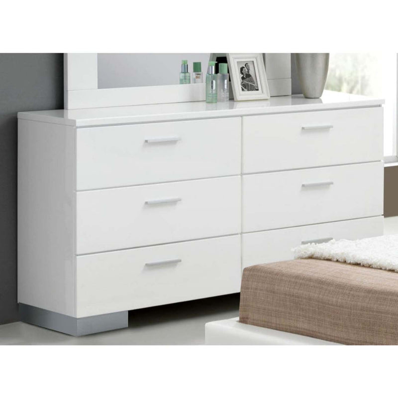 Lorimar 6 Drawers  Dresser, White & Chrome Leg Finish Acme