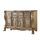 Dresden 7 Drawers, 2 Wood Door Dresser, Gold Patina & Bone Finish Acme