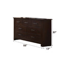 Panang 7 Drawers  Dresser, Mahogany Finish Acme