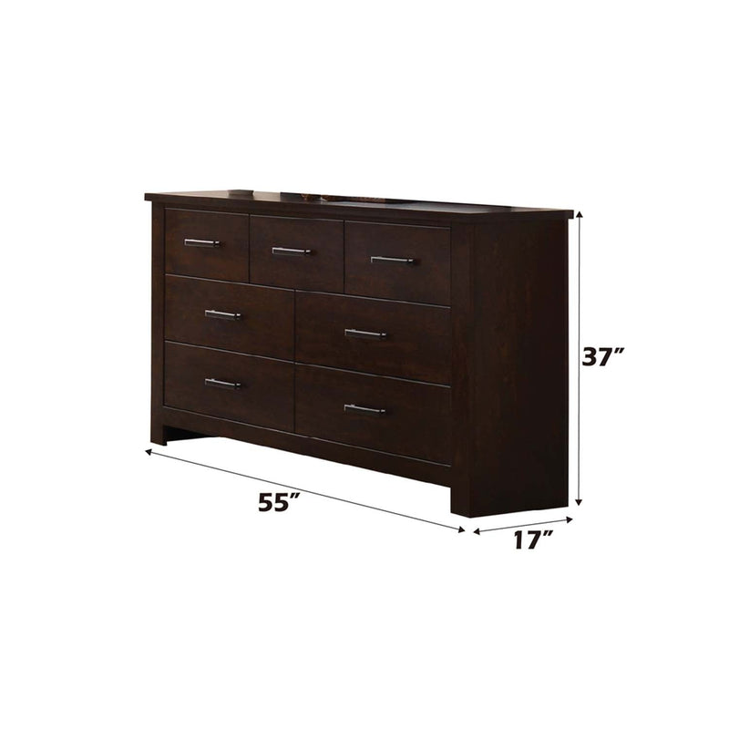 Panang 7 Drawers  Dresser, Mahogany Finish Acme