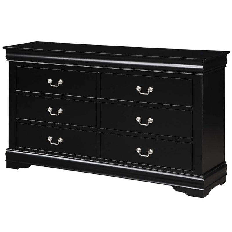 Louis Philippe 6 Drawers  Dresser, Black Finish Acme