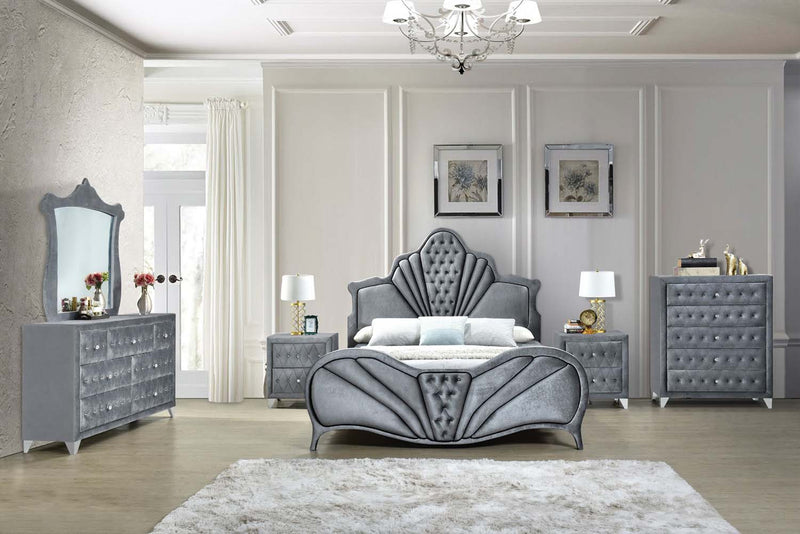 grey velvet dresser Dante 7 Drawers Dresser, Gray Velvet