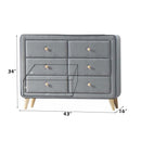 Valda 6 Drawers  Dresser, Light Gray Fabric Acme