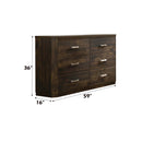 Elettra 6 Drawers  Dresser, Rustic Walnut Finish Acme