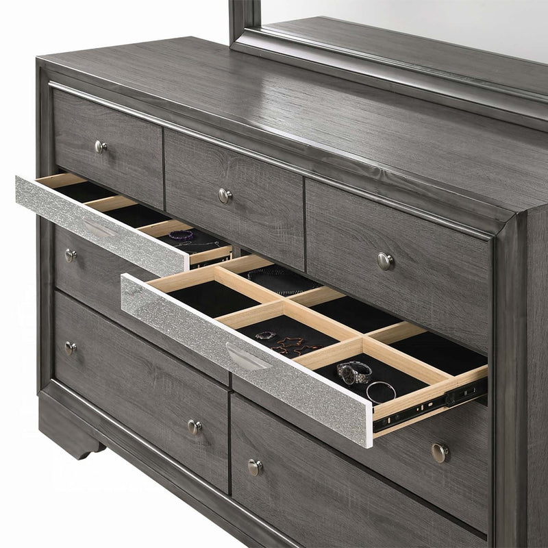 Naima 7 Drawers Dresser, Gray Finish Acme