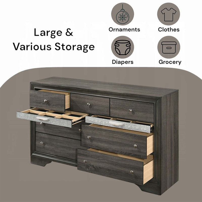 Naima 7 Drawers Dresser, Gray Finish Acme