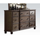 Baudouin 9 Drawers  Dresser, Weathered Oak Finish Acme