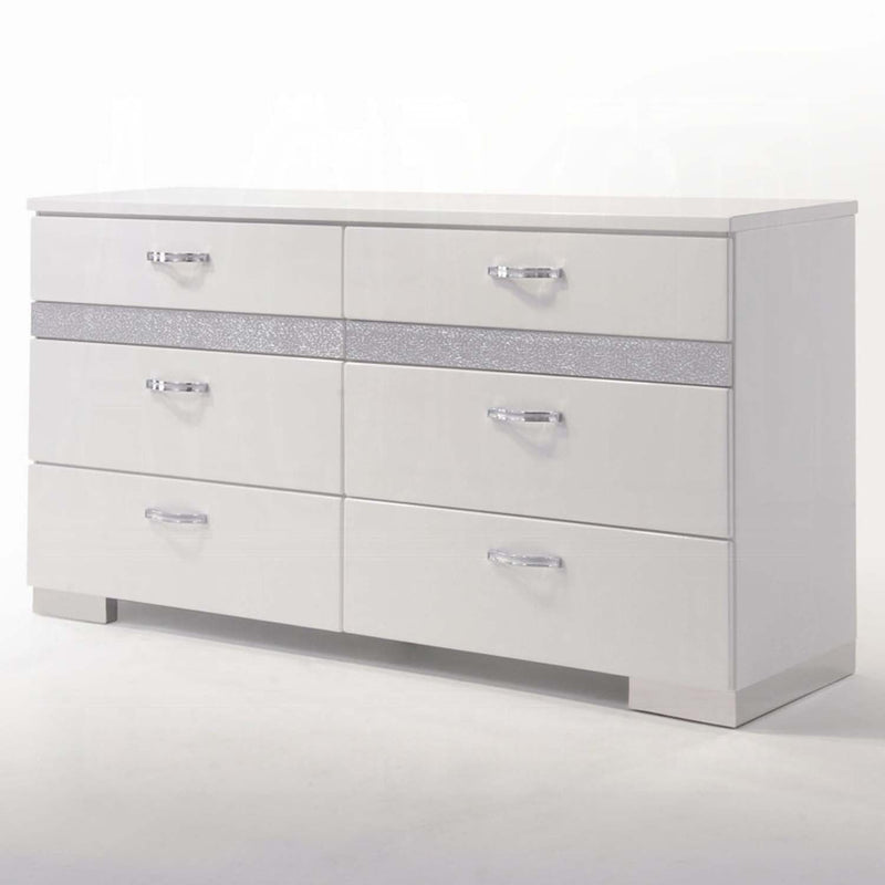 Naima II 8 Drawers  Dresser, White High Gloss Finish Acme