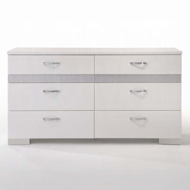 Naima II 8 Drawers  Dresser, White High Gloss Finish Acme