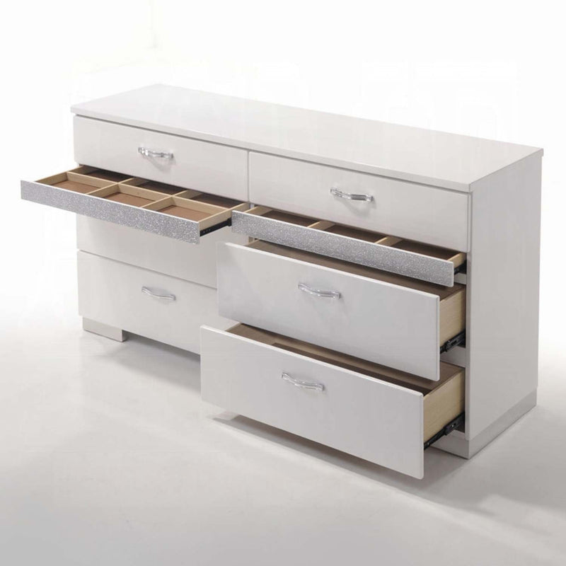 Naima II 8 Drawers  Dresser, White High Gloss Finish Acme