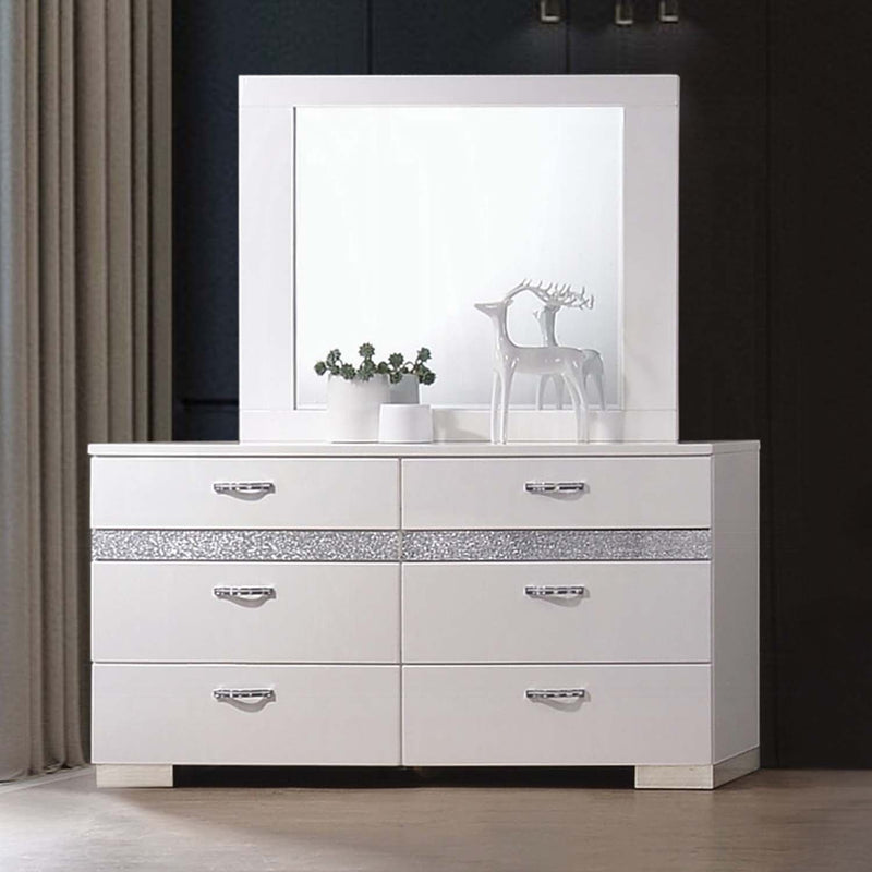 Naima II 8 Drawers  Dresser, White High Gloss Finish Acme