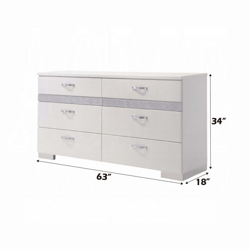 Naima II 8 Drawers  Dresser, White High Gloss Finish Acme