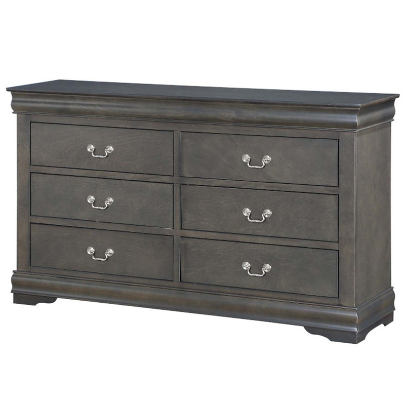 Louis Philippe 6 Drawers  Dresser, Dark Gray Finish Acme