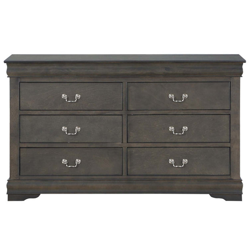 Louis Philippe 6 Drawers  Dresser, Dark Gray Finish Acme