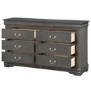 Louis Philippe 6 Drawers  Dresser, Dark Gray Finish Acme