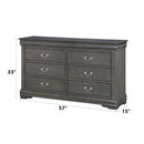 Louis Philippe 6 Drawers  Dresser, Dark Gray Finish Acme