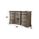 Northville 9 Drawers & 2 Doors w/Wooden Top Dresser, Antique Silver Finish Acme