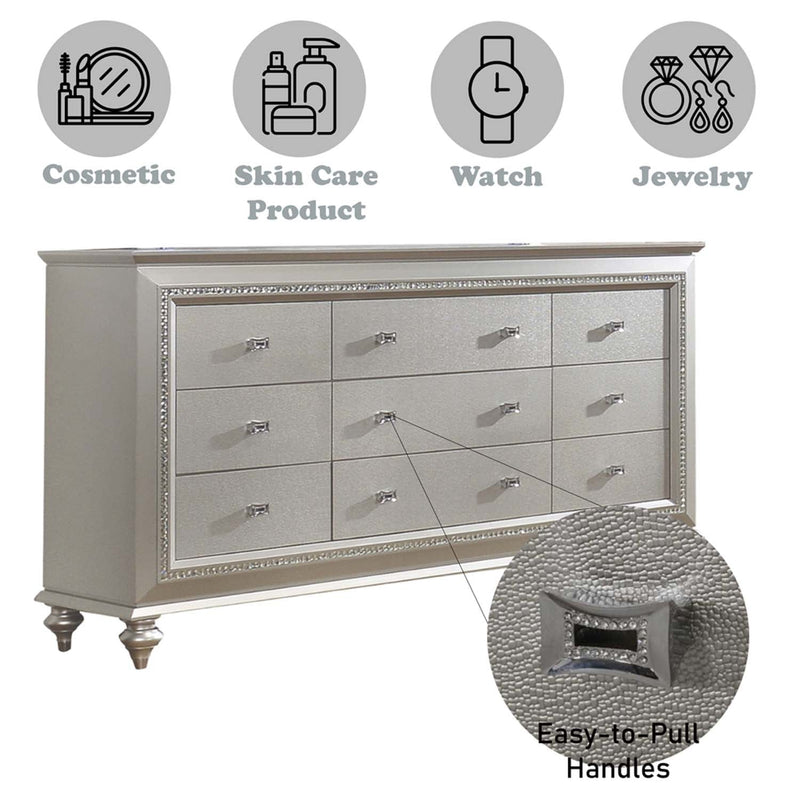 Kaitlyn 9 Drawers  Dresser, Champagne Finish Acme