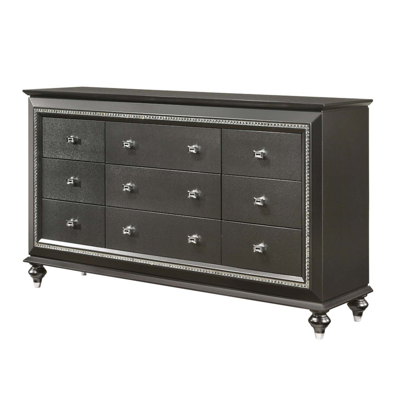 Kaitlyn 9 Drawers  Dresser, Metallic Gray Finish Acme