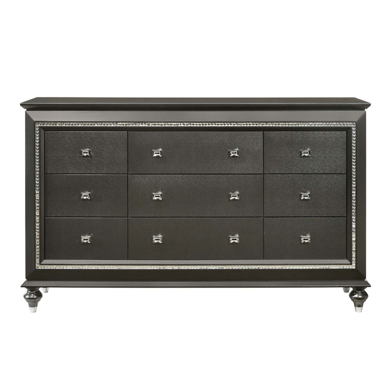 Kaitlyn 9 Drawers  Dresser, Metallic Gray Finish Acme
