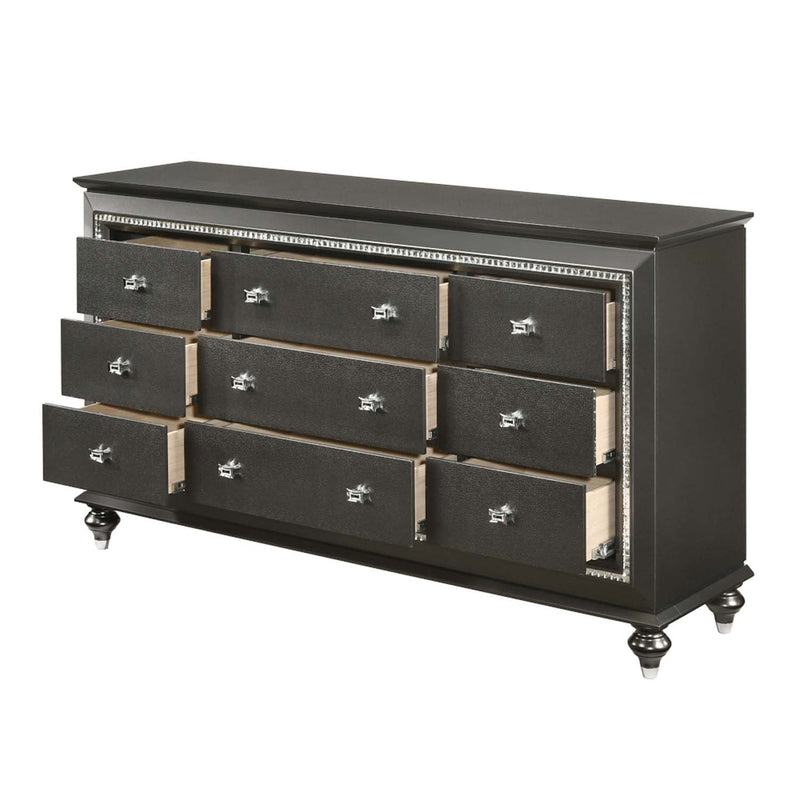 Kaitlyn 9 Drawers  Dresser, Metallic Gray Finish Acme