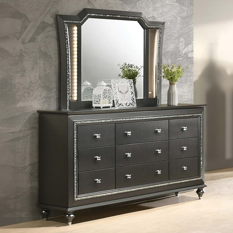 Kaitlyn 9 Drawers  Dresser, Metallic Gray Finish Acme