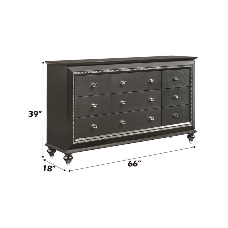Kaitlyn 9 Drawers  Dresser, Metallic Gray Finish Acme