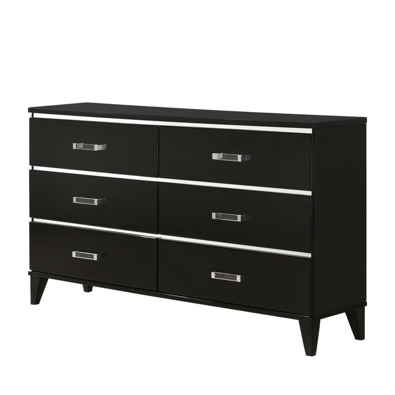 Chelsie 6 Drawers  Dresser, Black Finish Acme