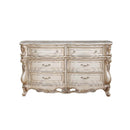 Gorsedd 6 Drawers Dresser, Marble Top & Golden Ivory Finish Acme