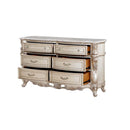 Gorsedd 6 Drawers Dresser, Marble Top & Golden Ivory Finish Acme