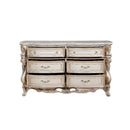 Gorsedd 6 Drawers Dresser, Marble Top & Golden Ivory Finish Acme